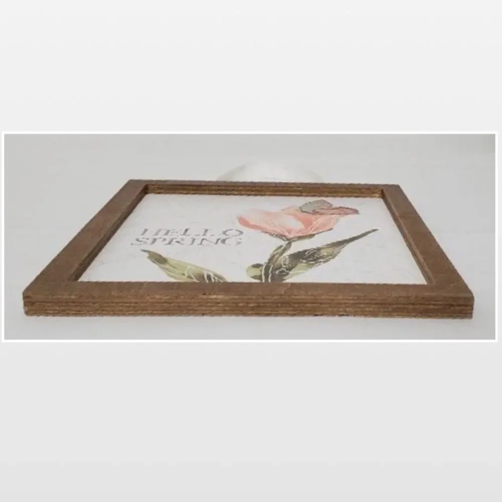 New Spring Pink Flower On White Wood Home Sign